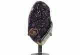 Dark Purple, Amethyst Cluster With Metal Stand - Uruguay #126134-2